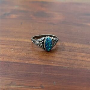 Vintage Southwest Sterling Silver 925 Blue Opal Ring